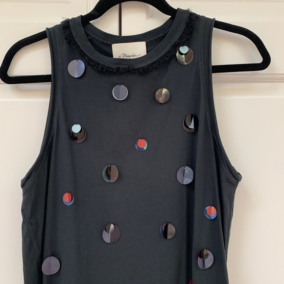 3.1 Phillip Lim Iridescent Sequin Black Tank Top - Picture 7 of 14